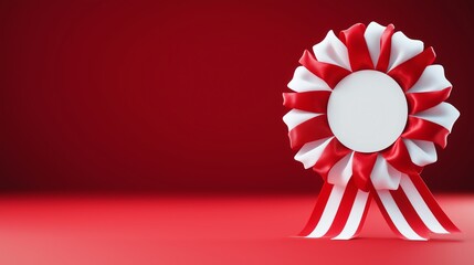 Red and white award ribbon with a blank center for customization.