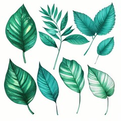 Obraz premium the AI Image Generator, Green leaves isolated on white background