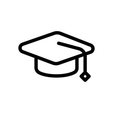 Graduation Cap or Hat Icon, Graduate College Hat, Student Graduation Cap Symbol