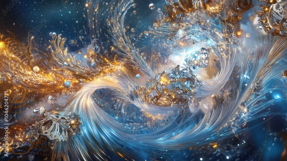 Aufkleber explore a vibrant display of swirling colors and brilliant lights representing the excitement and en