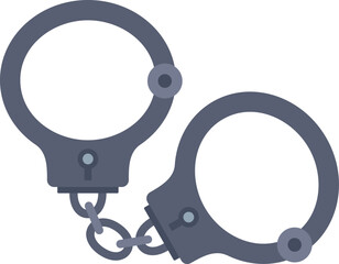 Two steel handcuffs closed on a white background representing law enforcement