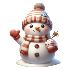Fototapeta premium Snow​man​ with​ Christmas​ on​ transparent​b​ backgound.