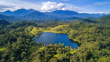 Obraz premium Serene Aerial View of a Mountainous Landscape