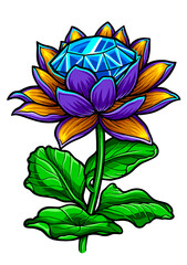 Lotus flowers with beautiful diamond on top