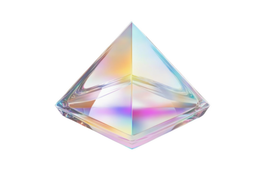 Iridescent Glass Pyramid on Black Background - Powered by Adobe