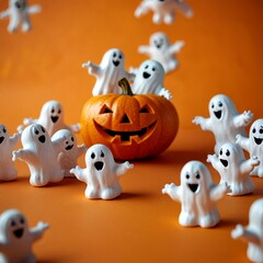 On Halloween, the mother, father, and daughter dress up as ghosts . ai generated 