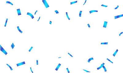 Abstract celebration party background design with confetti and blue ribbons, blue confetti isolated for Anniversary, Birthday party, Christmas, Carnival festivity, Holiday party banner, confetti
