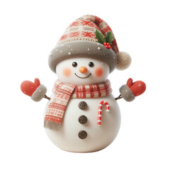 Fototapeta premium Snow​man​ with​ Christmas​ on​ transparent​b​ backgound.