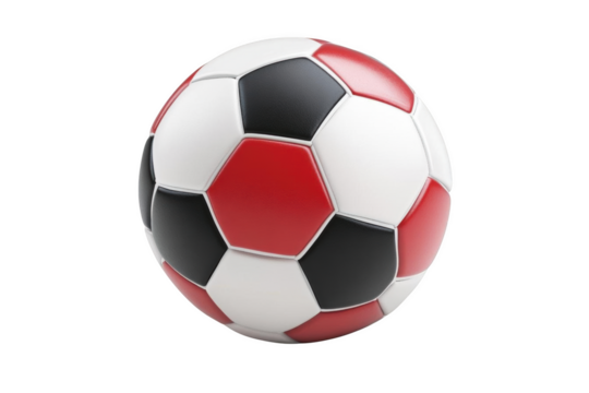 Red and Black Soccer Ball Isolated on Black Background