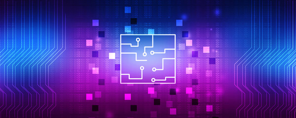 2d illustration Abstract futuristic electronic circuit technology background