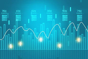 2d illustration Stock market online business concept. business Graph 
