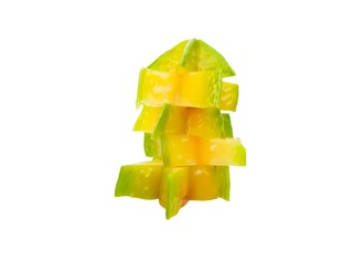 Slices of starfruits on the white background. 