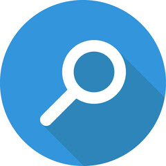 Search Zoom Blue Circle Icon with Blue Shadow Isolated on White Background