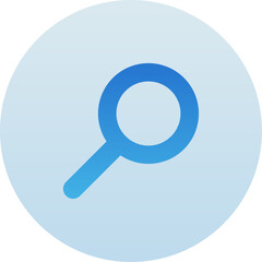 Search Zoom Circle Icon with Blue Gradient Isolated on White Background