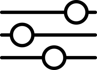 Three Lines with Dot Filter Black Outline Icon Isolated on White Background