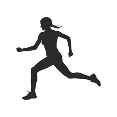 Female Athlete Running Silhouette Vector for Sports