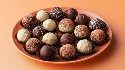 Assorted Chocolate Truffles on a Plate