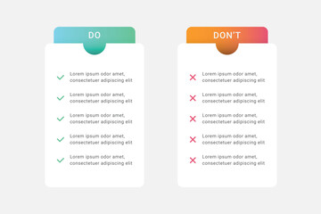 Do's and Don'ts comparison infographic template design