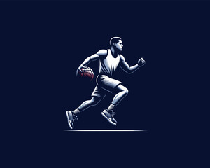 Basketball player logo design icon symbol vector illustration.