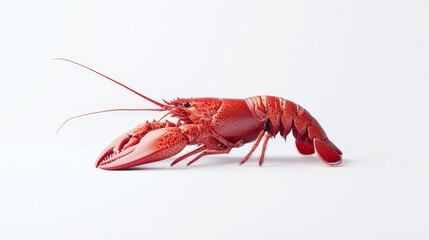 A realistic depiction of a red lobster on a plain background.