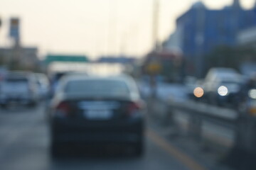 highway traffic with safety barrier on road asphalt, blurred image