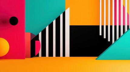 Highcontrast geometric shapes with sharp angles and bold lines, basic shapes, edgy abstraction