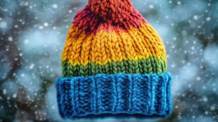 Colorful Knit Hat in Winter Wonderland
