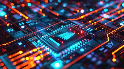 Obraz premium Illustration of Data Download - a vivid and representative visual. The illustration depicting the process of data download presents a clear and engaging technological scenario.