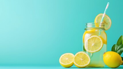Bright refreshing image of citric acid in lemon-flavored drinks