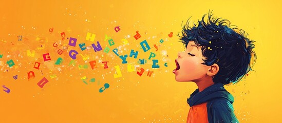 Boy Exhaling Letters