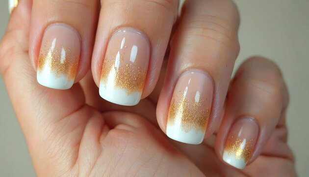 Fall Golden French Manicure Nails