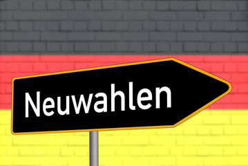 Flagge von Deutschland und Hinweis auf die Neuwahlen