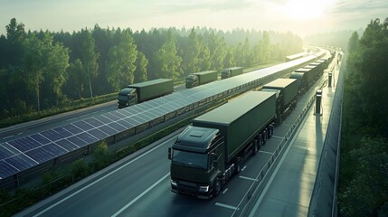 Electric Trucks Traveling on a Clean Highway