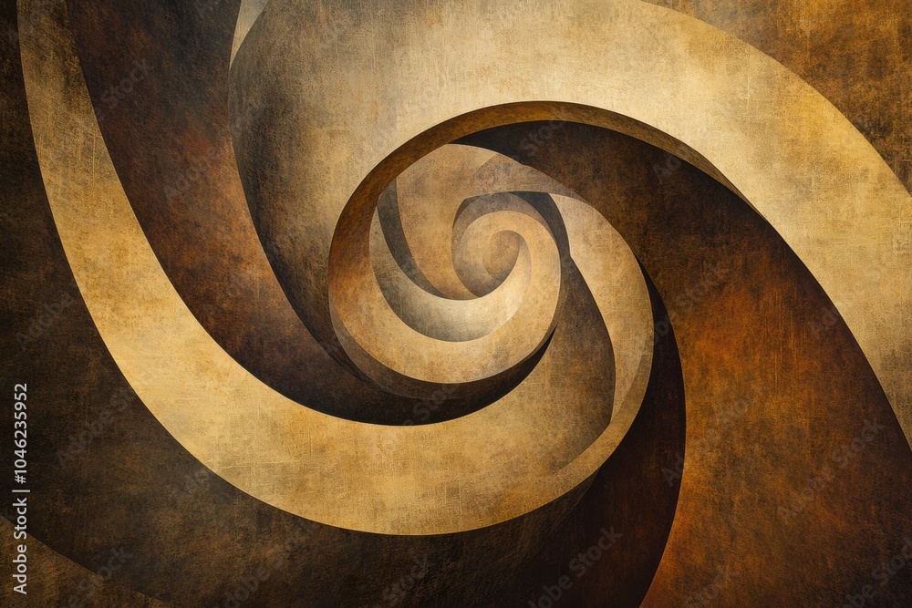 Poster swirling shapes evoke the essence of tea, intertwining softly in warm, muted natural tones creating 