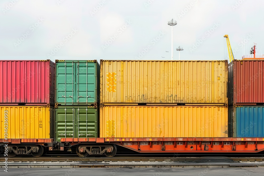 Poster containers are loaded from a truck onto a train, showcasing efficient intermodal transport at a logi