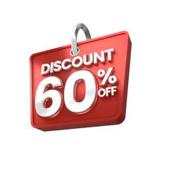3d sales red and white discount price tag for composition 60 percent, amazing for product promotion