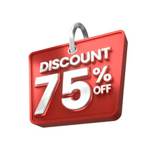 3d sales red and white discount price tag for composition 75 percent, amazing for product promotion