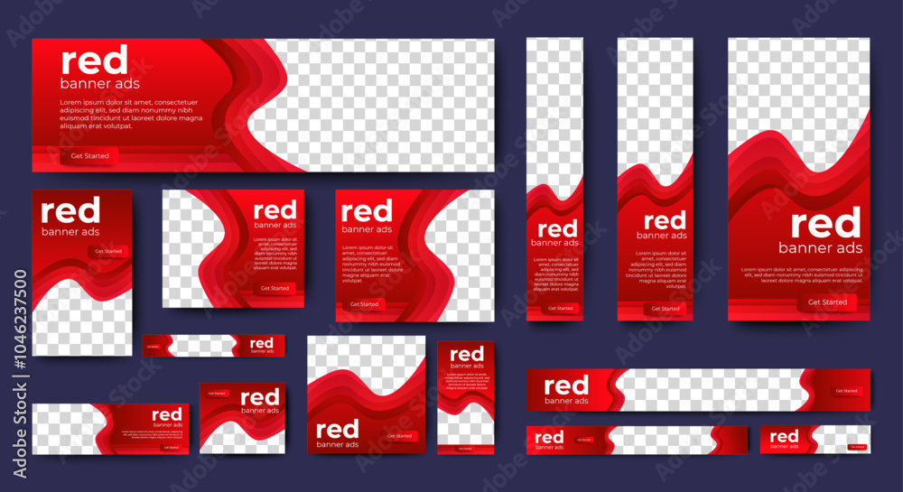 Canvas Prints an elegant business web banner template featuring a red background, complete with an image placehold
