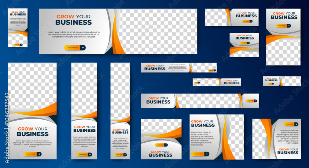 Poster set of vector white banners with spaces for a photo and editable shapes. design templates for the we