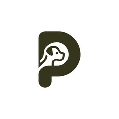 Letter P Pet Dog Logo