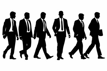 walking-business-man-hand-beg-black-silhouettes white background