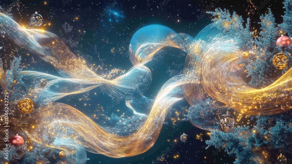 Aufkleber Vibrant colors and dynamic shapes create an abstract representation of New Year’s Eve festivities, capturing a sense of celebration and joy. Generative AI