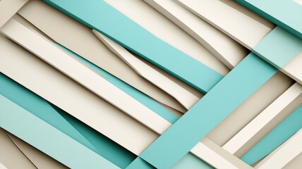 Fototapeta premium Abstract closeup of overlapping teal and beige geometric shapes