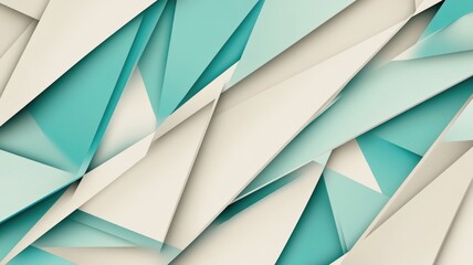 Fototapeta premium Abstract teal and cream geometric 3D shapes layered together