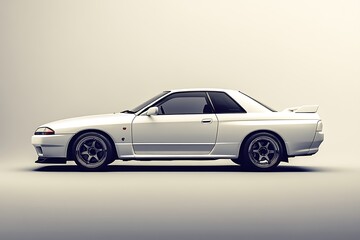 Fototapeta premium A sleek white sports car showcased in a minimalistic environment.