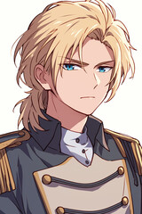 Anime Character Portrait - Blonde Hair, Blue Eyes, Military Uniform