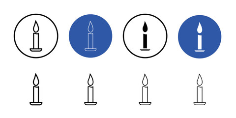 Candle icon Black line art vector logo set