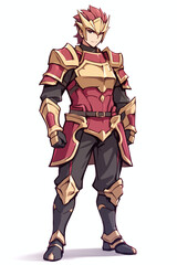 Fototapeta premium Fantasy Knight Illustration: Red and Gold Armor