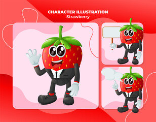 Cute strawberry characters in advertising