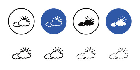 Cloudy Day icon Black line art vector logo set